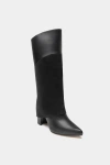 Dante Leather Tall Overlay Boots Vanilla In Black