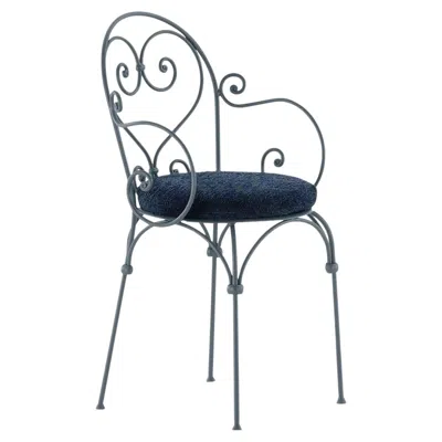 Pre-owned Dante Negro Inbloom Cushioned Slate-blue Wrought Iron Chair With Armrests In Gray