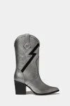 Dante Shoes Women's Freddie Leather Boots In Metallic Silver In Gray