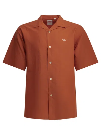 Danton Casual Cotton Linen Shirt Shirts Orange In Brown