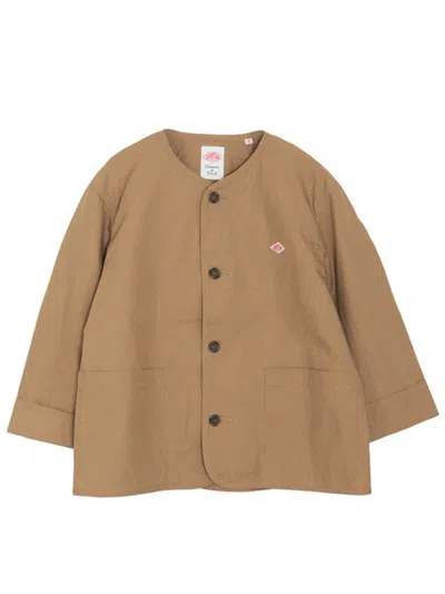 Danton Collarless Short Jacket Woman Beige In Brown