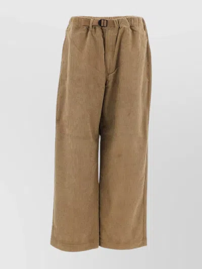 Danton Cropped Elastic High Waist Trousers In Brown