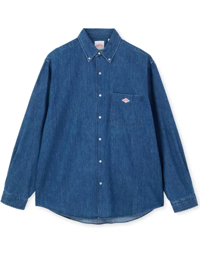 Danton Denim Sungaree B.d. Shirt Light Indigo In Blue