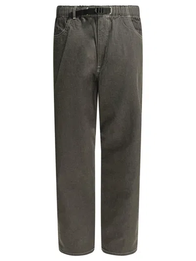 Danton Belted Contrast-stitch Jeans In Gray