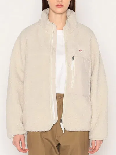 Danton Insulation Light Boa Stand Collar Jacket Woman White Oyster In Neutral