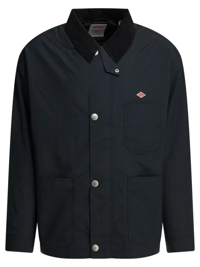Danton Lightweight Jacket With Logo Jackets And Coats Black In Blue