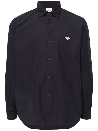 Danton Logo-appliqué Cotton Shirt In Blue