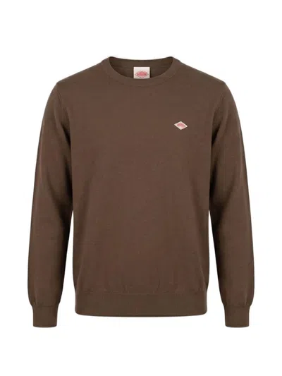 Danton Logo-patch Crew-neck Sweater In Brown