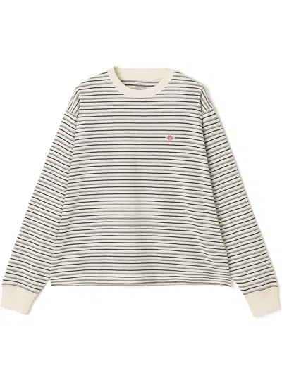 Danton Long Sleeve T-shirt Stripe Woman Ecru And Black In Gray