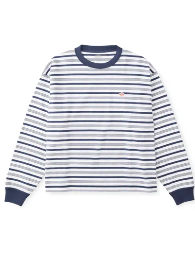 Danton Long Sleeve T-shirt Woman Navy And White In Blue