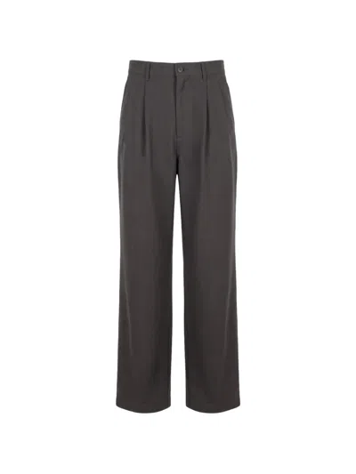 Danton Pleated Straight-leg Trousers In Gray