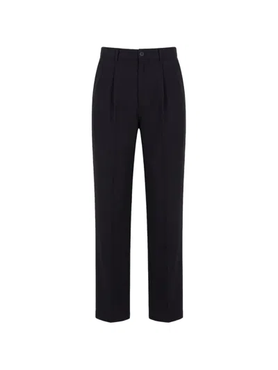 Danton Pleated-front Easy Trousers In Blue