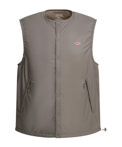 Danton Quilted Collarless Down Jacket In Gray