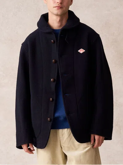Danton Round Collar Jacket In Blue