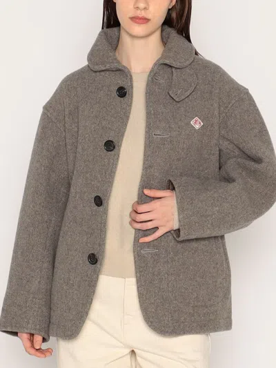 Danton Round Collar Jacket Woman Beige In Brown