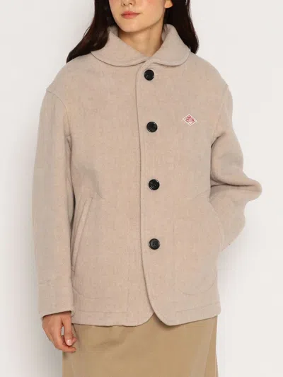 Danton Round Collar Jacket Woman Beige In Neutral