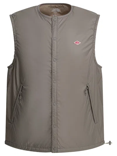 Danton Sleeveless Jacket With Logo Jackets And Coats Grey In Brown