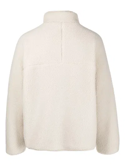 Danton Stand Collar Shearling Jacket Men Off White In Nylon In Neutral