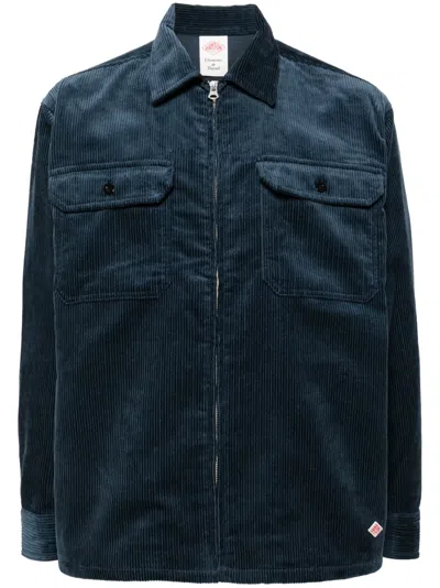 Danton Zip-up Corduroy Jacket In Blue