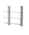 DANYA B 2 TIER ADJUSTABLE GLASS SHELF WITH ALUMINUM FRAME AND TOWEL BAR