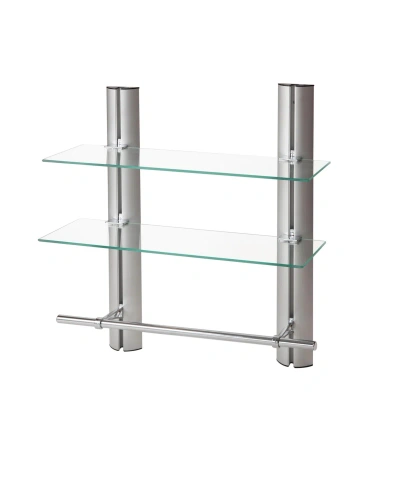 Danya B 2 Tier Adjustable Glass Shelf With Aluminum Frame And Towel Bar In Silver,clear