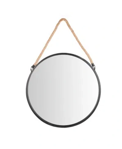 Danya B . 20" Decorative Round Metal Circle Wall Mirror With Hanging Rope In Black