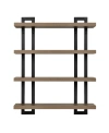 Danya B 4-tier Floating Bracket Wall Shelf, Black Metal Finish In Walnut