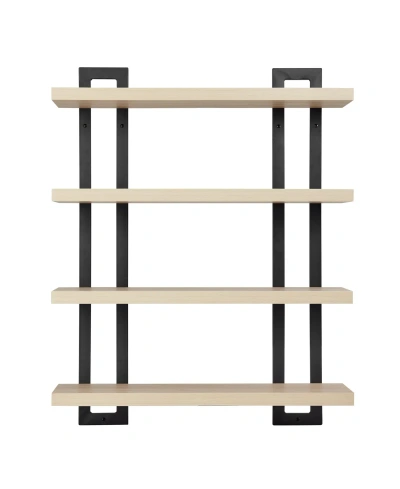 Danya B 4-tier Floating Bracket Wall Shelf, Black Metal Finish In White Birch