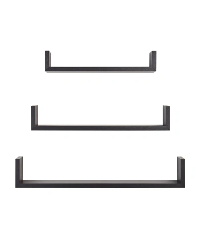 Danya B Aalto U-shaped Floating Wall Shelves, Set Of 3 In Black