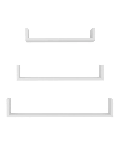 Danya B Aalto U-shaped Floating Wall Shelves, Set Of 3 In White