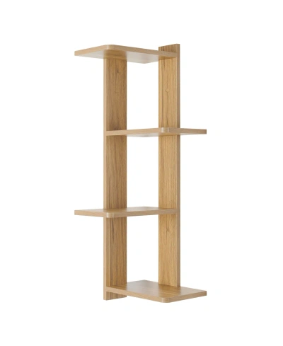 Danya B Alvar Corner 4-tier Floating Ledge Column Wall Shelf In Chestnut