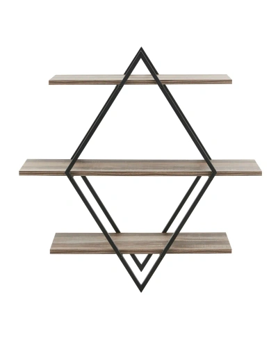 Danya B Antigua Crossed Double Diamond Shelf Unit In Brown,black