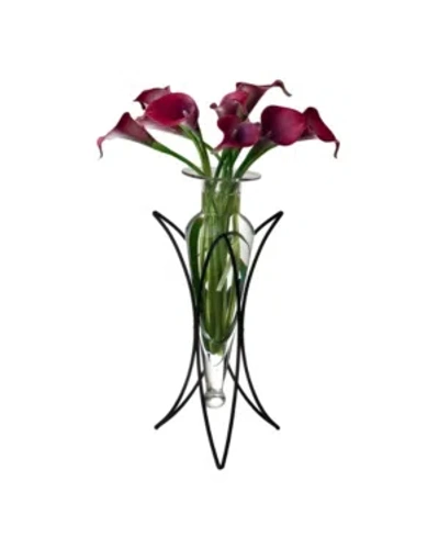 Danya B . Clear Amphora Vase On Half Moon Metal Stand In Black