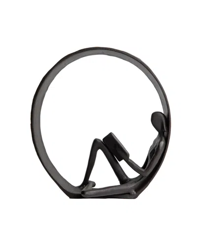 Danya B Contemporary Encircled Female Reader Cast Iron Sculpture Statue In Dark Brown