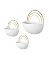 Danya B Crescent 3-piece Metal Wall Planter Set In White,gold