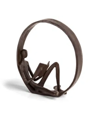 Danya B . Encircled Reader Iron Sculpture In Dark Brown