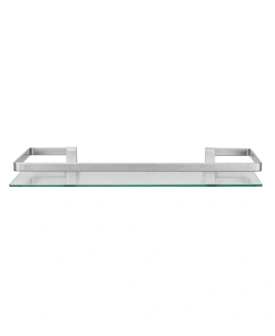 Danya B Floating Wall Mount Tempered Glass Bathroom Shelf With Brushed Chrome Rail In Chrome,glass