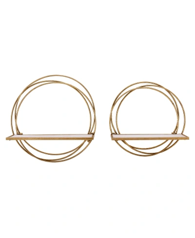 Danya B Golden-tone Rings Floating Wall Shelves, Set Of 2