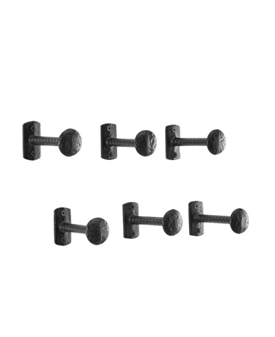 Danya B Industrial Decorative Cast Iron 6-piece Nail Head Wall Hooks Set In Dark Gray