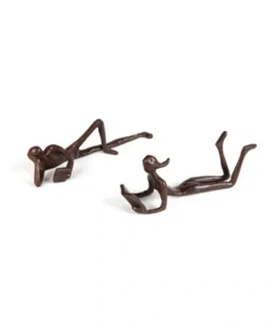 Danya B . Man And Woman Leisurely Reading Bronze Sculptures - Set Of 2 In Dark Brown