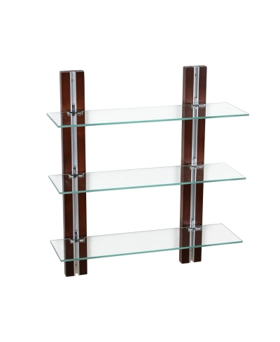 Danya B Old Bavaria Three Tier Adjustable Shelves On Wooden Bars In Brown,clear