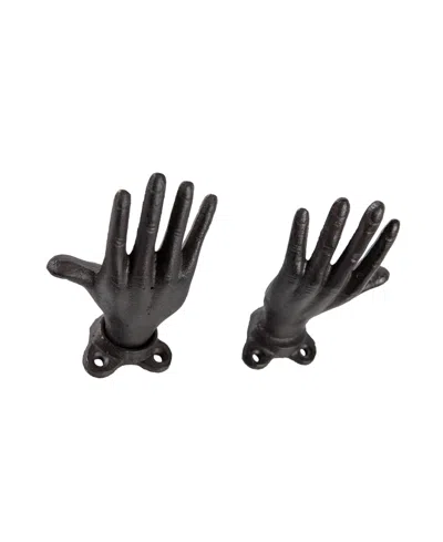 Danya B "palms Up" Cast Iron 2-piece Wall Mount Hook Set In Dark Gray