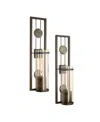Danya B . 20" Decorative Metal Medallion Pillar Candle Sconces In Black