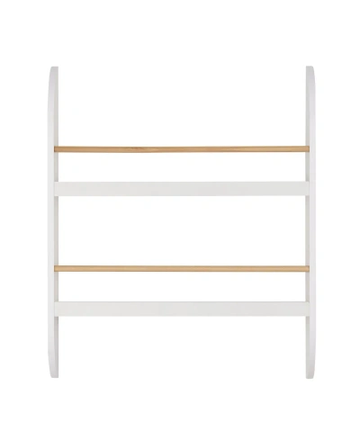 Danya B Steiner Rounded Contemporary 2-tier Kids Book Or Magazine Storage Wall-mount Bookcase With Contrasti In White