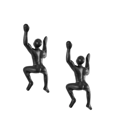 Danya B "wall Climber" Cast Iron Decorative 2-piece Wall Mount Hook Set In Dark Gray