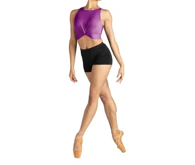 Danznmotion Gracelle Twisted Bra Top In Grape In Yellow