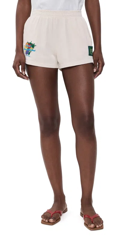 Danzy Farmers Market Sweat Shorts Cream In White