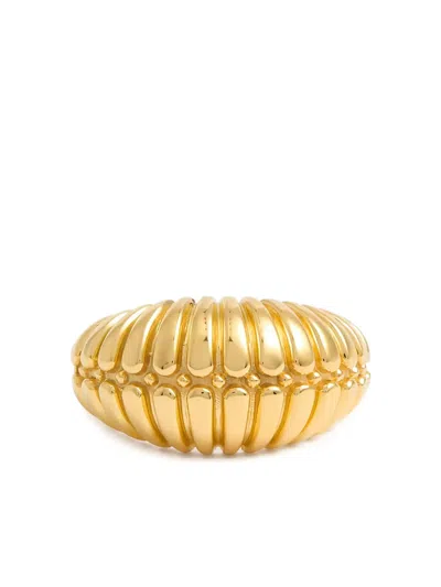 Daphine Sofia Ribbed Ring In Yellow