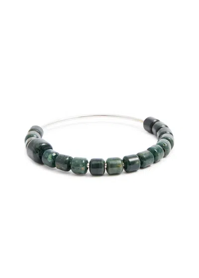 Daphine X Monikh X Monikh Dale Preeth Beaded Silver-plated Bangle In Green