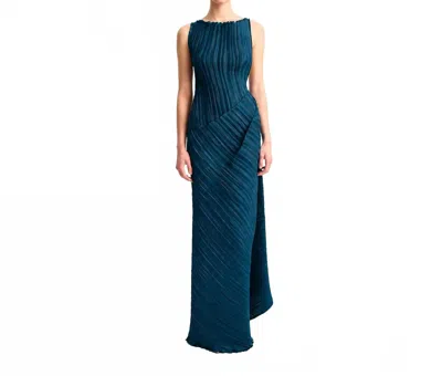Daphne Valente Gaia Maxi Dress In Petrol In Multi